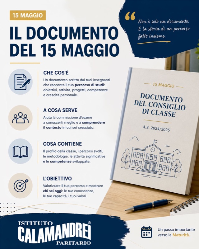 Il documento del 15 maggio, grafica per Istituto Calamandrei Paritario