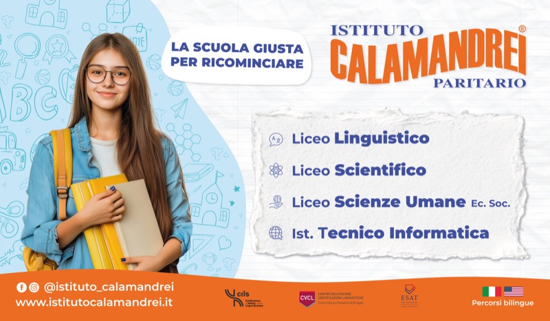 Pubblicità sul retro degli autobus, grafica per Istituto Calamandrei Paritario